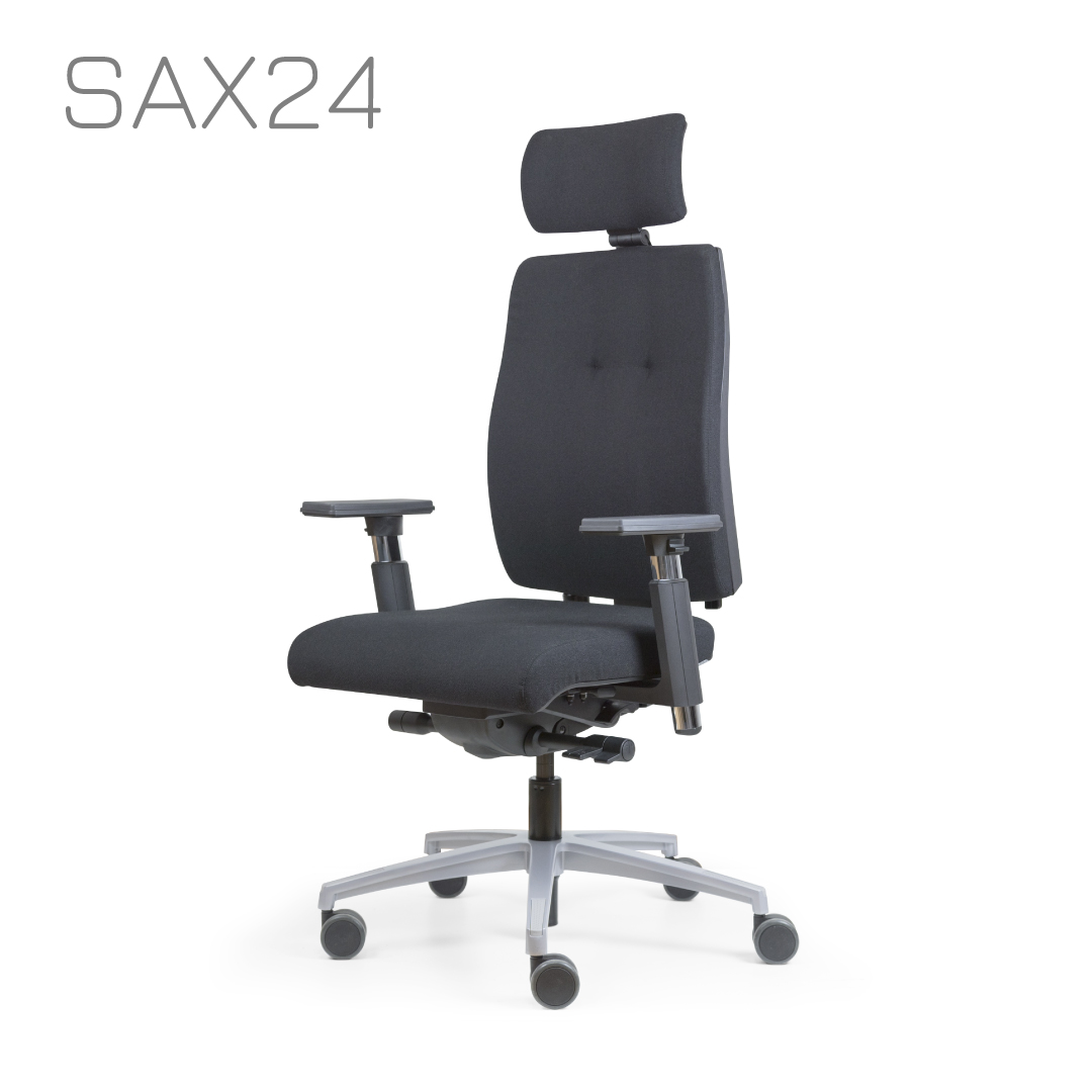 Fauteuil de bureau ergonomique SAX24 - Noir - Option accoudoirs et têtière  - Bureaux et Compagnie